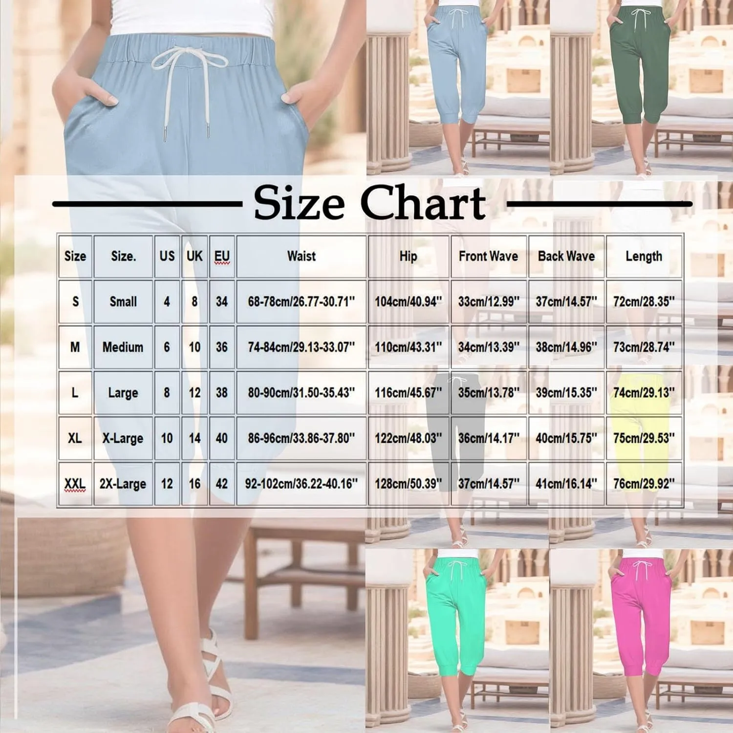 Womens Capri Sweatpants Joggers Summer Casual Cropped Jogger Pants Gym Workout Yoga Capris with Pockets