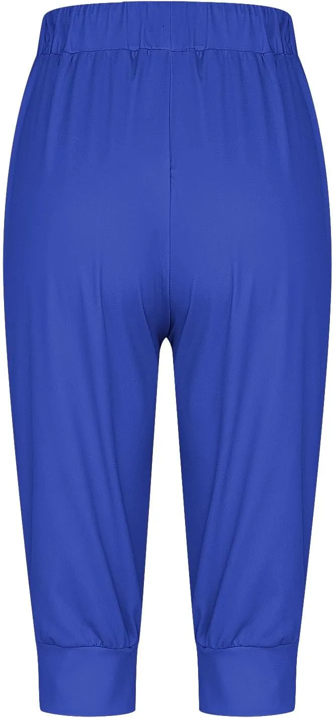 Womens Capri Sweatpants Joggers Summer Casual Cropped Jogger Pants Gym Workout Yoga Capris with Pockets