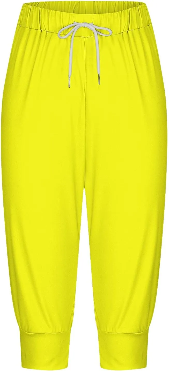Womens Capri Sweatpants Joggers Summer Casual Cropped Jogger Pants Gym Workout Yoga Capris with Pockets
