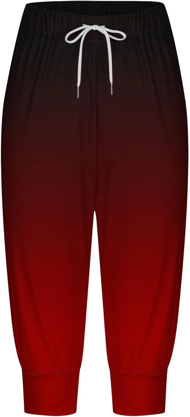 Womens Capri Sweatpants Joggers Summer Casual Cropped Jogger Pants Gym Workout Yoga Capris with Pockets