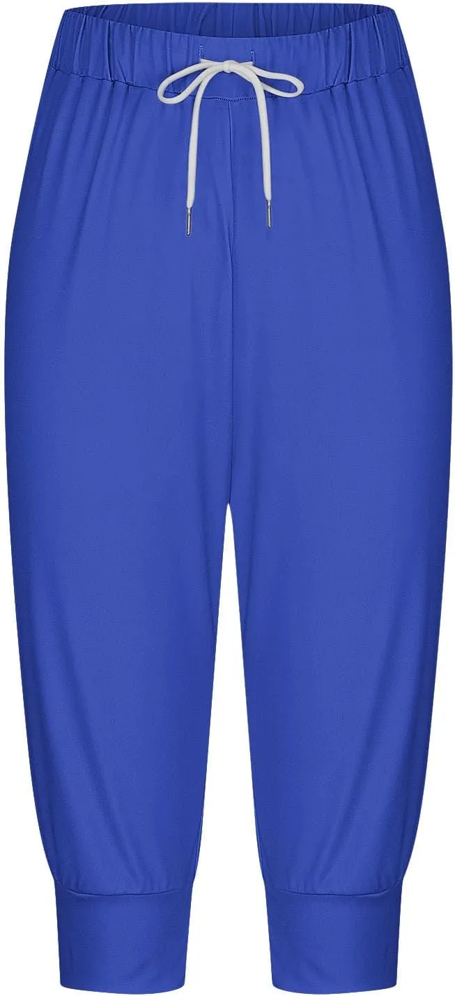 Womens Capri Sweatpants Joggers Summer Casual Cropped Jogger Pants Gym Workout Yoga Capris with Pockets