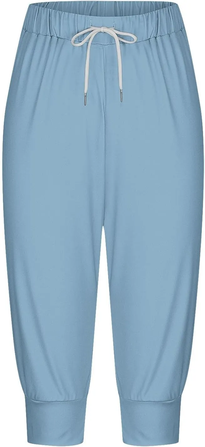 Womens Capri Sweatpants Joggers Summer Casual Cropped Jogger Pants Gym Workout Yoga Capris with Pockets