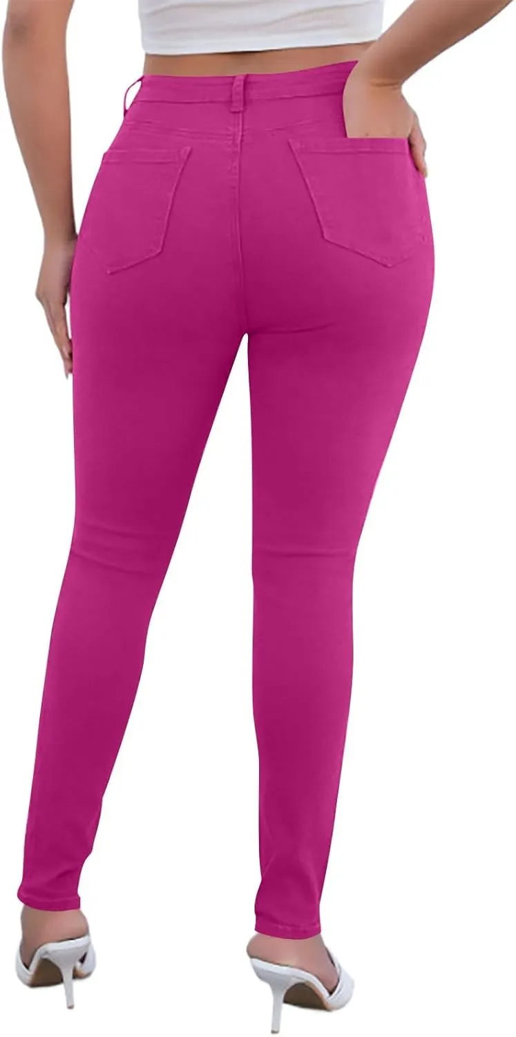Womens Classic Jean Pants High Waisted Skinny Stretch Butt Lifting Jeans Trendy Slim Fit Denim Pants with Pockets
