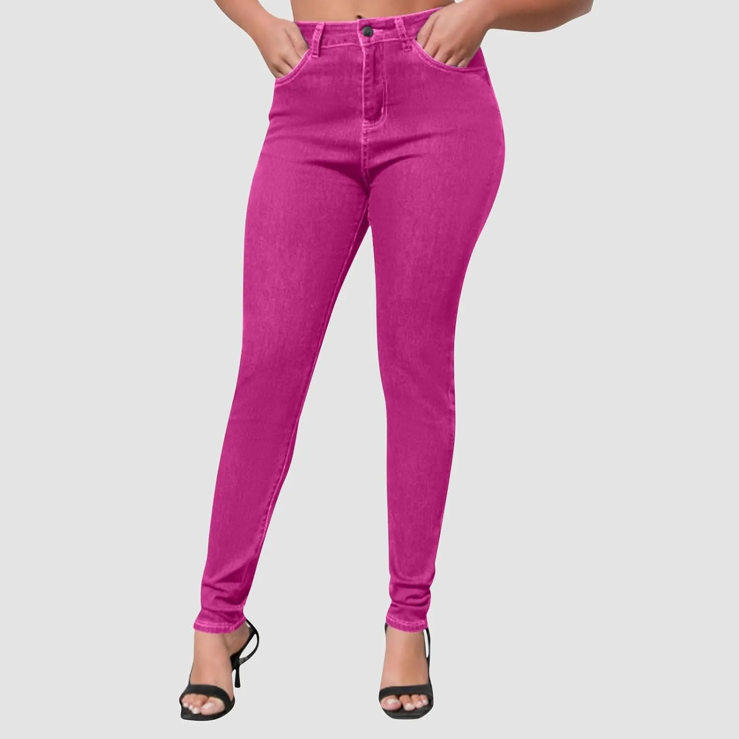Womens Classic Jean Pants High Waisted Skinny Stretch Butt Lifting Jeans Trendy Slim Fit Denim Pants with Pockets