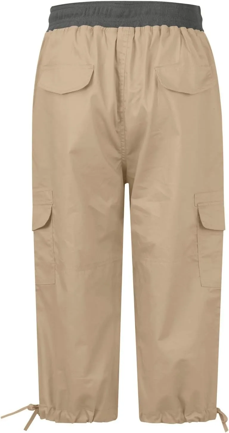 Womens Short Cargo Pants 2025 Summer Trendy Casual Drawstring Capri Pants Cropped Pants with Pocket