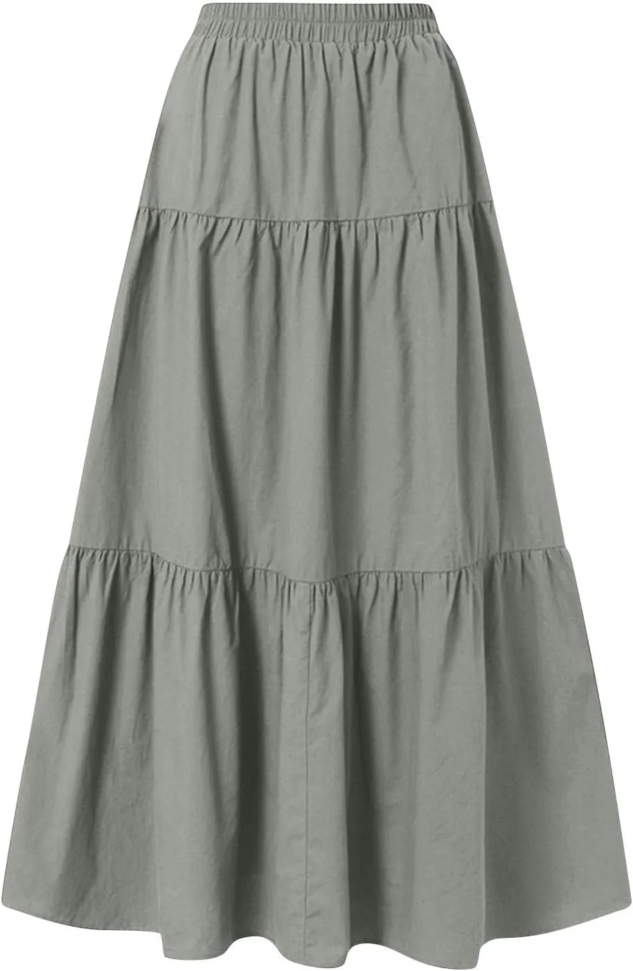 Women's Summer Flowy Swing Midi Skirts Boho High Elastic Waist Fake Drawstring Floral Print A line Casual Cute Skirt